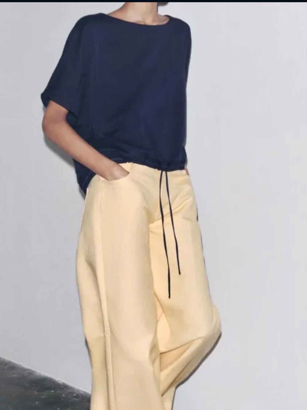 Zara gathered cotton short sleeve shirt